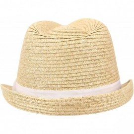 Fedoras Women's Stretch Fit Paper Straw Fedora Hat - White - CW18I5WAZX5 $17.01