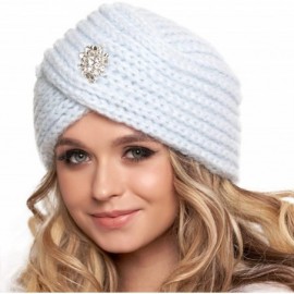 Skullies & Beanies Jewled Fashion Knit Turban Beanie - Boho Glitter Sparkly Muslim Hats for Women - Twisted Wool Cap - CZ18W2...
