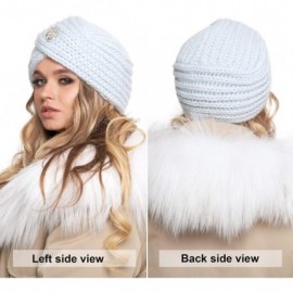 Skullies & Beanies Jewled Fashion Knit Turban Beanie - Boho Glitter Sparkly Muslim Hats for Women - Twisted Wool Cap - CZ18W2...