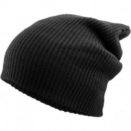 Skullies & Beanies 12 BLK Solid Slouchy Beanie Skull Cap Hat - CJ11OC0D1HF $8.33