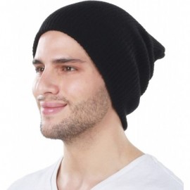 Skullies & Beanies 12 BLK Solid Slouchy Beanie Skull Cap Hat - CJ11OC0D1HF $8.33