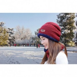 Bucket Hats Womens Slouchy Beanie Winter Hat Knit Warm Snow Ski Skull Outdoor Cap - Beanie and Scarf (Burgundy) - CM12NZVYZFB...