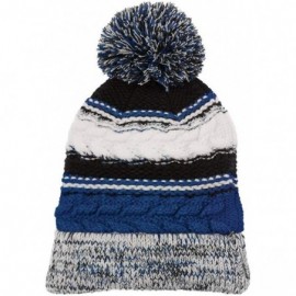 Skullies & Beanies Women's Ridiculously Soft Chunky Knit Pom-Pom Beanie - Royal/Black/White - CL18KIE9Z46 $11.65