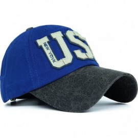Baseball Caps Unisex Vintage Trendy Baseball Cap Trucker Hat Hip Hop American USA Star FLAG - Blue - C11227FYDFF $32.22