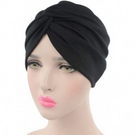 Skullies & Beanies Women's Sleep Soft Turban Pre Tied Cotton India Chemo Cap Beanie Turban Headwear - 2pcs Black - CO198KCD7S...