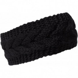 Cold Weather Headbands Plain Braided Winter Knit Headband - Black - C711OQ1E53T $10.37