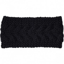 Cold Weather Headbands Plain Braided Winter Knit Headband - Black - C711OQ1E53T $10.37