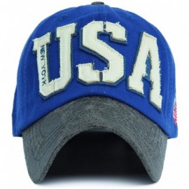 Baseball Caps Unisex Vintage Trendy Baseball Cap Trucker Hat Hip Hop American USA Star FLAG - Blue - C11227FYDFF $14.78