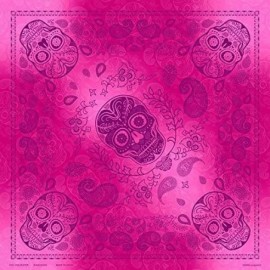 Balaclavas unisex-adult Deluxe Bandanna- Polyester- Pink and Purple Skull Paisley- 24" x 24" - CZ12G6396SN $11.73