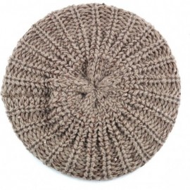 Berets Women's Sequin Knit Beret One Size Tam Hat - Khaki - CF127WERFKL $9.59