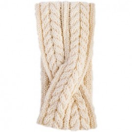 Cold Weather Headbands Super Soft Merino Wool Crossover Headband In Natural White - CH18WZW638C $30.99