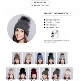 Skullies & Beanies Knit Stocking Cap for Women Girls Adult Students Fur Pompom Beanie Bobble Ski Hat - Navy Grey - CP18WWQHS2...