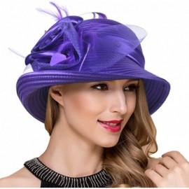 Bucket Hats Women Kentucky Derby Church Dress Cloche Hat Fascinator Floral Tea Party Wedding Bucket Hat S052 - S608-purple - ...