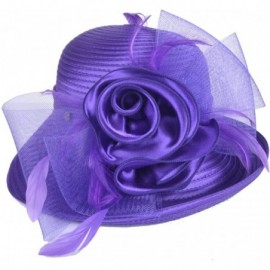 Bucket Hats Women Kentucky Derby Church Dress Cloche Hat Fascinator Floral Tea Party Wedding Bucket Hat S052 - S608-purple - ...