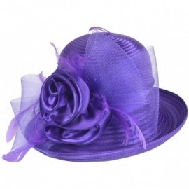 Bucket Hats Women Kentucky Derby Church Dress Cloche Hat Fascinator Floral Tea Party Wedding Bucket Hat S052 - S608-purple - ...