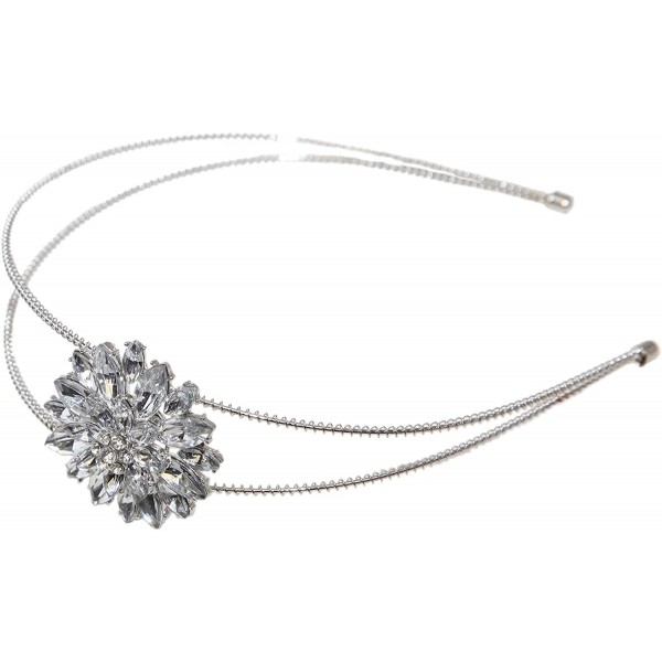 Headbands Crystal Rhinestone Flower Floral Textured Adjustable Headband - CX11JEDIW1F $9.16