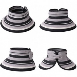 Sun Hats Womens Packable Ponytail Straw Fedora Sun Cloche Hat Summer Beach Panama 56-59cm - Gray_99055 - CM18E45S4ZA $18.04