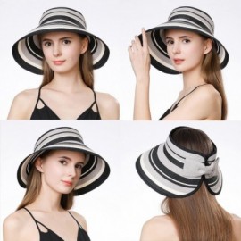 Sun Hats Womens Packable Ponytail Straw Fedora Sun Cloche Hat Summer Beach Panama 56-59cm - Gray_99055 - CM18E45S4ZA $18.04