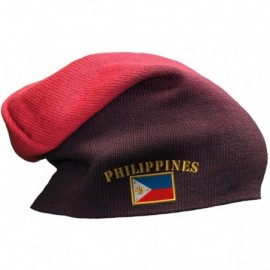 Skullies & Beanies Slouchy Beanie for Men & Women Philippines Flag Embroidery Skull Cap Hats 1 Size - Red - C418ZDNMKQW $15.20