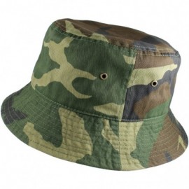 Bucket Hats 100% Cotton Packable Fishing Hunting Summer Travel Bucket Cap Hat - Woodland - CY18DMTLEEZ $21.53