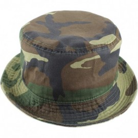 Bucket Hats 100% Cotton Packable Fishing Hunting Summer Travel Bucket Cap Hat - Woodland - CY18DMTLEEZ $21.53