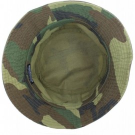 Bucket Hats 100% Cotton Packable Fishing Hunting Summer Travel Bucket Cap Hat - Woodland - CY18DMTLEEZ $21.53