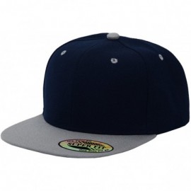 Baseball Caps Blank Adjustable Flat Bill Plain Snapback Hats Caps - Navy/Light Grey - CH1260EYGK1 $17.87
