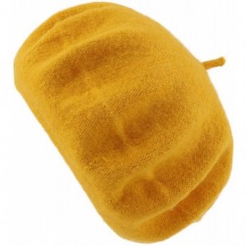 Berets Womens Classic Solid Color Knitted Wool French Beret - Yellow - C0187NG4TNW $9.05
