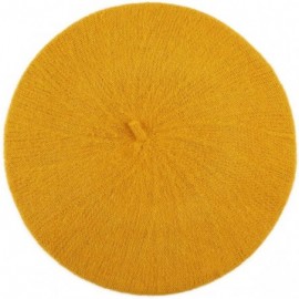 Berets Womens Classic Solid Color Knitted Wool French Beret - Yellow - C0187NG4TNW $9.05