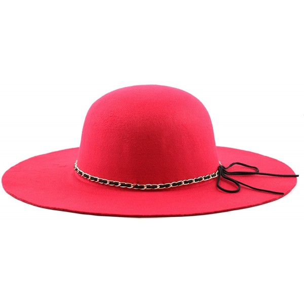 Bucket Hats Women`s Floppy Wide Brim Hat with Chain Decoration - Red - CE126SZSN65 $15.22