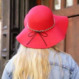 Bucket Hats Women`s Floppy Wide Brim Hat with Chain Decoration - Red - CE126SZSN65 $15.22