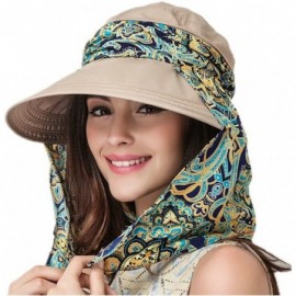 Sun Hats Women Sunhat Wide Brim Visor Hats Removable Neck Flap Cover Caps UPF 50+ - Khaki - C018DMRE0YI $54.62