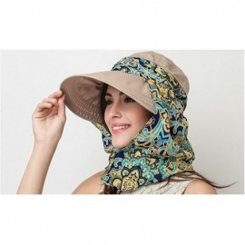 Sun Hats Women Sunhat Wide Brim Visor Hats Removable Neck Flap Cover Caps UPF 50+ - Khaki - C018DMRE0YI $29.86