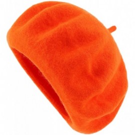 Berets Womens Classic Solid Color Knitted Wool French Beret - Orange - C4187N57H49 $9.14