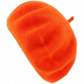 Berets Womens Classic Solid Color Knitted Wool French Beret - Orange - C4187N57H49 $9.14