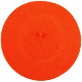 Berets Womens Classic Solid Color Knitted Wool French Beret - Orange - C4187N57H49 $9.14