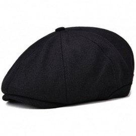 Newsboy Caps Mens Wool Blend Newsboy Cap 8 Panel Hat Tweed Cap Herringbone Cabbie Flat Cap - 111 Black - CF183G5QK4T $11.06