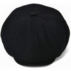 Newsboy Caps Mens Wool Blend Newsboy Cap 8 Panel Hat Tweed Cap Herringbone Cabbie Flat Cap - 111 Black - CF183G5QK4T $11.06