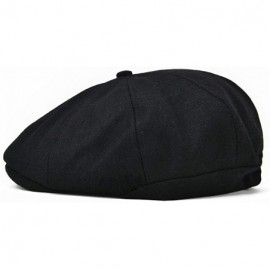 Newsboy Caps Mens Wool Blend Newsboy Cap 8 Panel Hat Tweed Cap Herringbone Cabbie Flat Cap - 111 Black - CF183G5QK4T $11.06