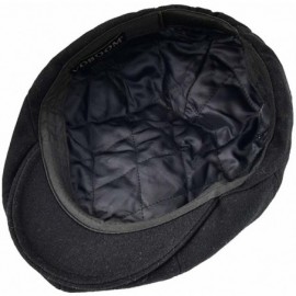 Newsboy Caps Mens Wool Blend Newsboy Cap 8 Panel Hat Tweed Cap Herringbone Cabbie Flat Cap - 111 Black - CF183G5QK4T $11.06