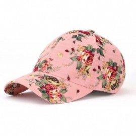 Baseball Caps Floral Print Baseball Cap Adjustable 100% Cotton Canvas Dad Hat Hats for Women - Floral-pink - CP182QGKG72 $21.37