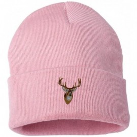 Skullies & Beanies Whitetail Deer Head Custom Personalized Embroidery Embroidered Beanie - Light Pink - CY12N37C2F7 $14.77
