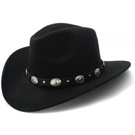 Cowboy Hats Vintage Womem Men Western with Wide Brim Punk Belt Cowgirl Jazz Cap with Leather Toca Sombrero Cap 23 - Blue - CG...