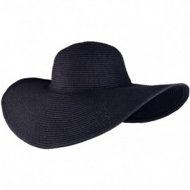 Sun Hats Unisex Summer Panama Straw Fedora Hat Short Brim Beach Sun Cap Classic - 03 Black - C017YQQY9YR $26.52