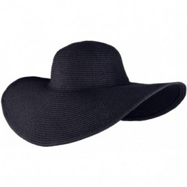 Sun Hats Unisex Summer Panama Straw Fedora Hat Short Brim Beach Sun Cap Classic - 03 Black - C017YQQY9YR $16.62