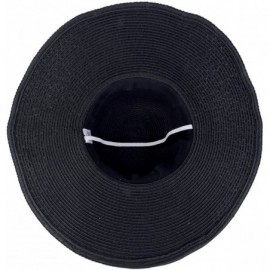 Sun Hats Unisex Summer Panama Straw Fedora Hat Short Brim Beach Sun Cap Classic - 03 Black - C017YQQY9YR $16.62