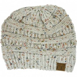 Skullies & Beanies Soft Stretch Chunky Cable Knit Slouchy Beanie Hat - Oatmeal Confetti - C712NTBVADP $24.97