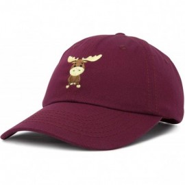 Baseball Caps Cute Moose Hat Baseball Cap - Maroon - CO18LZ7Z5DW $23.04