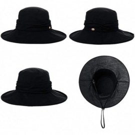 Sun Hats Womens UPF50+ Summer Sunhat Bucket Packable Wide Brim Hats w/Chin Cord - 00063_black - CP18TEGR3OX $16.59