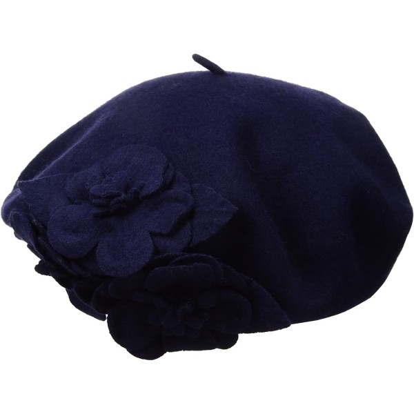 Berets Women's Flower Beret - Navy - CU17YZIT766 $24.41